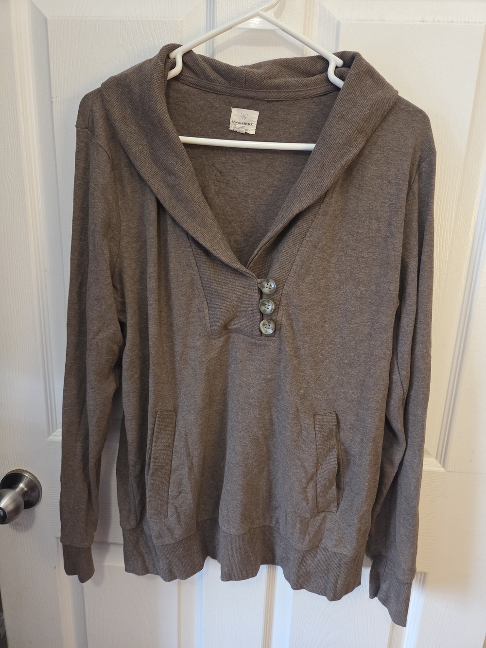 Banana Republic Shawl-Collar Pullover Sweater in Taupe